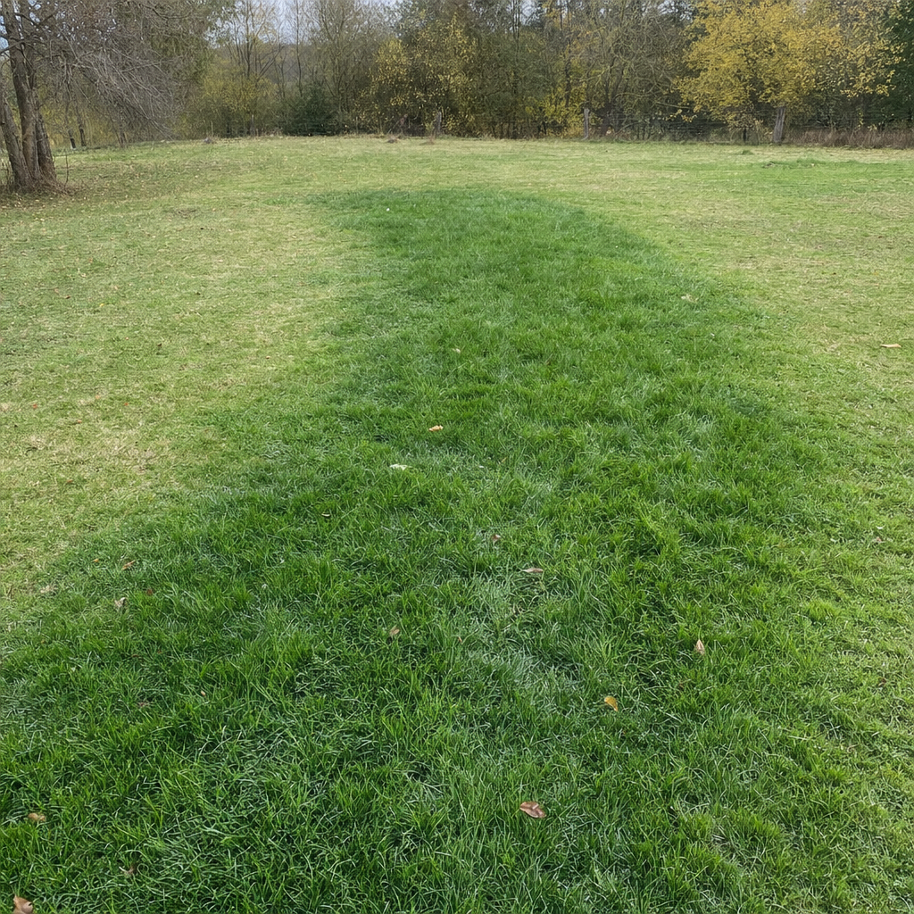 A soggy, unusually green patch of lawn over the drain field of a Winston-Salem home, a sign the septic tank needs pumping